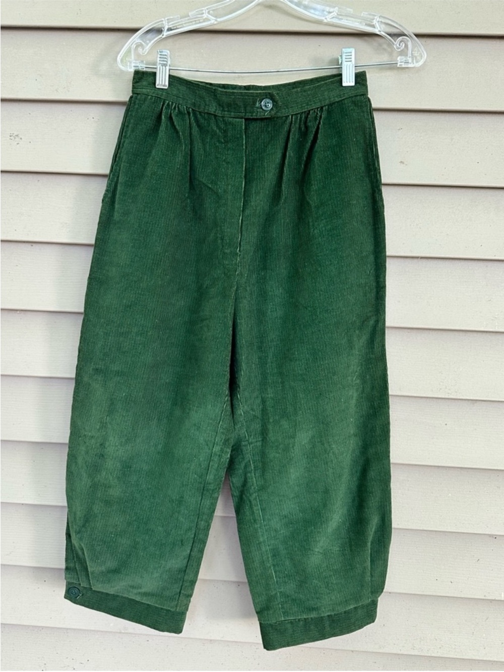 Vintage knickerbockers corduroy knickers pants trousers pleats green 25”